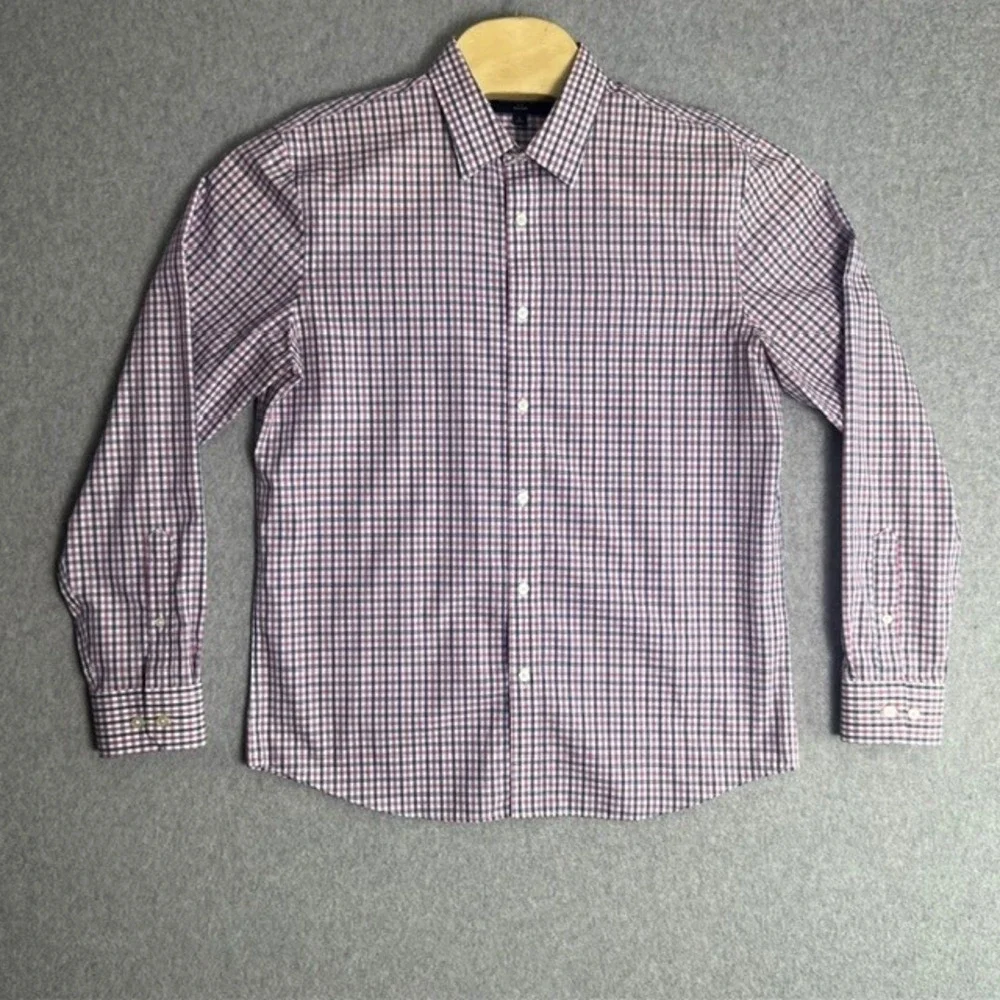Banana Republic Men's Untucked Fit‎ Non Iron Plaid Check Dress Shirt Size Large